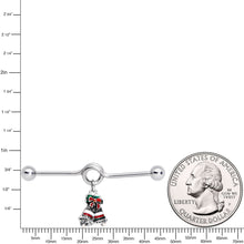 将图片加载到图库查看器，14G Red White Green Bell Christmas Dangle Project Barbell 38mm

