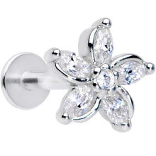 Load image into Gallery viewer, 16G 5/16 Clear Gem Pretty Petals Flower Labret Monroe Tragus
