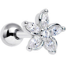 Load image into Gallery viewer, 16G 1/4 Clear Gem Pretty Petals Flower Cartilage Tragus Earring
