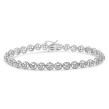 将图片加载到图库查看器，14K Rose Gold Over .925 Sterling Silver 1/4 Cttw Diamond 7" Open Circle Wheel Link Tennis Bracelet (I-J Color, I2-I3 Clarity)
