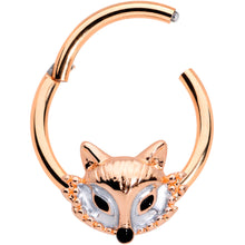 Load image into Gallery viewer, 16G 3/8 Rose Gold Tone Fashion Fox Hinged Segment Ring
