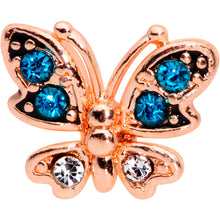 Load image into Gallery viewer, 16G 5/16 Clear CZ Gem Rose Gold Tone Butterfly Labret Tragus
