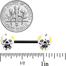 Load image into Gallery viewer, 14G 9/16 Black White Skull Halloween Barbell Nipple Ring Set
