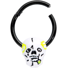 将图片加载到图库查看器，16G 3/8 Black White Skull Halloween Hinged Segment Ring
