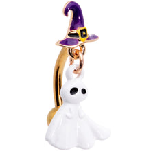 将图片加载到图库查看器，Gold Tone Ghost Witch Halloween Top Mount Dangle Belly Ring
