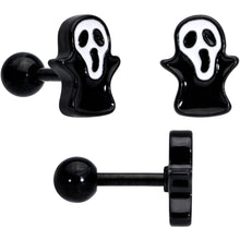 Load image into Gallery viewer, 16G 1/4 Black Ghost Boo Halloween Cartilage Tragus Curation Set of 3
