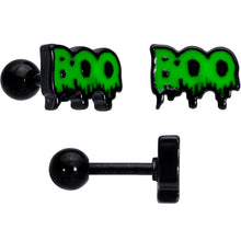 Load image into Gallery viewer, 16G 1/4 Black Ghost Boo Halloween Cartilage Tragus Curation Set of 3

