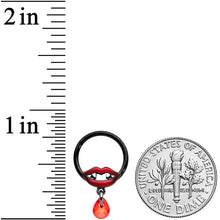 将图片加载到图库查看器，16G 3/8 Red Gem Black Vampire Fang Halloween Hinged Segment Ring
