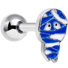 Load image into Gallery viewer, 16G 1/4 Blue White Mummy Halloween Cartilage Tragus Earring
