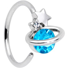Load image into Gallery viewer, 20G 1/4 Clear Blue Gem Star Saturn Nose Hoop
