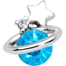 Load image into Gallery viewer, 20G 1/4 Clear Blue Gem Star Saturn Nose Hoop
