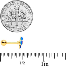 Load image into Gallery viewer, 16G 1/4 Clear CZ Gem Gold Tone Blue Flower Cartilage Tragus
