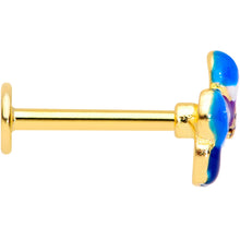 Load image into Gallery viewer, 16G 5/16 Clear CZ Gem Gold Tone Blue Spring Flower Labret Monroe
