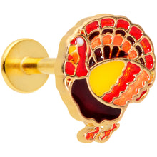 Load image into Gallery viewer, 16G 5/16 Gold Tone Turkey Thanksgiving Labret Monroe Tragus
