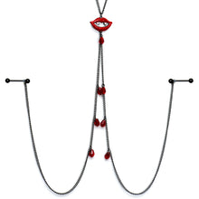 Load image into Gallery viewer, 14G 9/16 Red Gem Vampire Lips Halloween Nipple Chain Necklace
