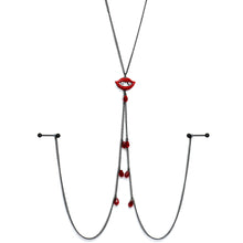 Load image into Gallery viewer, 14G 9/16 Red Gem Vampire Lips Halloween Nipple Chain Necklace
