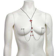 Load image into Gallery viewer, 14G 9/16 Red Gem Vampire Lips Halloween Nipple Chain Necklace
