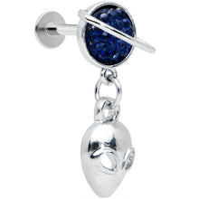 Load image into Gallery viewer, 16G 1/4 Alien Blue Planet Dangle Labret Monroe Tragus
