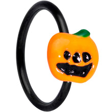 Load image into Gallery viewer, 20G 5/16 Black Happy Little Pumpkin Halloween Nose Hoop
