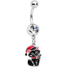将图片加载到图库查看器，Santa Claus Black Cat Christmas Dangle Belly Ring

