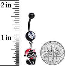 将图片加载到图库查看器，Black Santa Claus Black Cat Christmas Dangle Belly Ring
