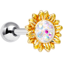 Load image into Gallery viewer, 16G 1/4 Aurora Gem Scintillating Sunflower Cartilage Tragus
