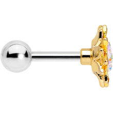 Load image into Gallery viewer, 16G 1/4 Aurora Gem Scintillating Sunflower Cartilage Tragus
