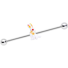 Load image into Gallery viewer, 14G Red Gem White Easter Bunny Industrial Barbell 38mm
