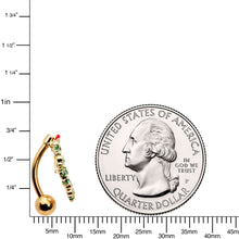 Load image into Gallery viewer, Clear Red Gem Holiday Wreath Bell Christmas Top Mount Belly Ring
