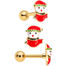 Load image into Gallery viewer, 16G 1/4 Red Green Gem Merry Christmas Cartilage Tragus Set of 3
