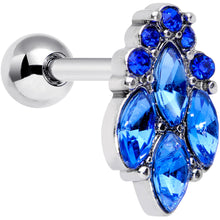 Load image into Gallery viewer, 16G 1/4 Blue CZ Gem Fountain Cartilage Tragus Earring
