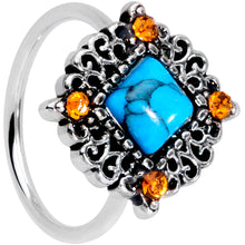 Load image into Gallery viewer, 20G 5/16 Yellow Gem Blue Faux Turquoise Rhombus Nose Ring
