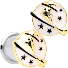 将图片加载到图库查看器，White Witch Ghost Broom Halloween Double Flare Plug Set
