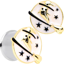将图片加载到图库查看器，White Witch Ghost Broom Halloween Double Flare Plug Set
