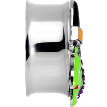 Load image into Gallery viewer, Orange Gem Green Witch Halloween Double Flare Tunnel Plug Set

