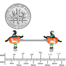 将图片加载到图库查看器，14G 9/16 Pumpkin Witch Ghost Halloween Barbell Nipple Ring Set
