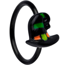 Load image into Gallery viewer, 20G 5/16 Black Striped Witch Hat Halloween Nose Hoop
