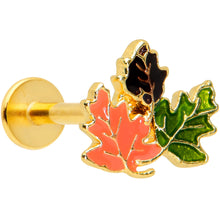 Load image into Gallery viewer, 16G 5/16 Gold Tone Lovely Autumn Leaf Trio Labret Monroe Tragus
