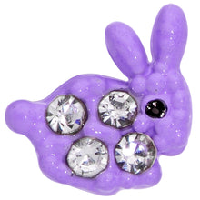 Load image into Gallery viewer, 16G 1/4 Clear Gem Purple Easter Bunny Cartilage Tragus Earring
