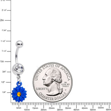 将图片加载到图库查看器，Clear Yellow Gem Blue Sunflower Dangle Belly Ring
