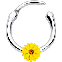 Load image into Gallery viewer, 16G 3/8 Yellow Gem Yellow Sunflower Cartilage Clicker
