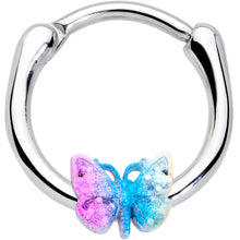 Load image into Gallery viewer, 16G 3/8 Baroque Rainbow Butterfly Cartilage Clicker
