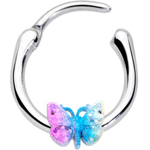 Load image into Gallery viewer, 16G 3/8 Baroque Rainbow Butterfly Cartilage Clicker
