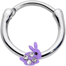将图片加载到图库查看器，16G 3/8 Clear Gem Purple Easter Bunny Cartilage Clicker
