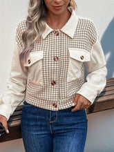 Load image into Gallery viewer, Women's Houndstooth Button-Up Long Sleeve Jacket – Chic &amp; Pocketed Lightweight Outerwear
