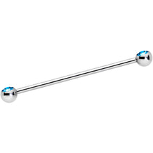 Load image into Gallery viewer, 14G Aqua Gem Ball Ends Industrial Barbell 35mm
