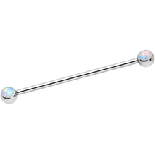 将图片加载到图库查看器，14G White Faux Opal Ball Ends Industrial Barbell 35mm
