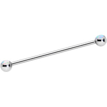 将图片加载到图库查看器，14G White Faux Opal Ball Ends Industrial Barbell 35mm
