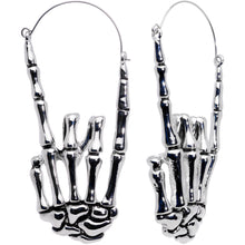 Load image into Gallery viewer, Skeleton Hands Devil Horn Tunnel Plug Earrings
