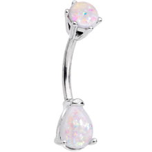 Load image into Gallery viewer, White Faux Opal Duo Teardrop Belly Ring
